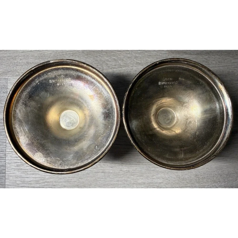 2 Antique William Rogers Silver Plate Candle Holders Art Nouveau Elegant W 4.5